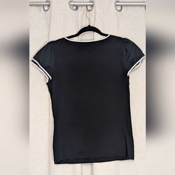Ralph Lauren Black Blouse with White Trim - Picture 2 of 10